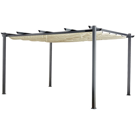 Pérgola independiente 3 × 4m CASSIS beige estructura de aluminio