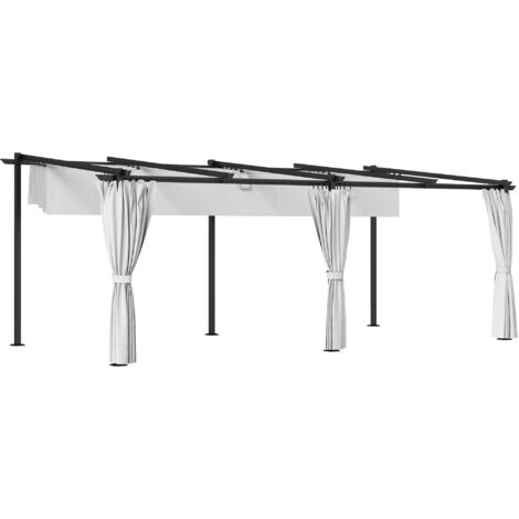 Pergola jardin exterieur 3 x 6 m pergola coulissante rétractable avec parois latérales. abri soleil UPF30+. gris