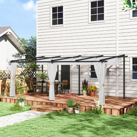 Pergola jardin exterieur 3 x 6 m pergola coulissante rétractable avec parois latérales. abri soleil UPF30+. gris