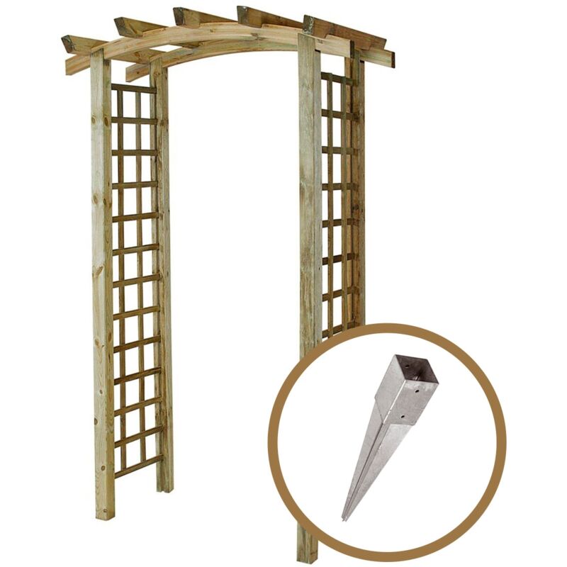Cémonjardin - Arche de jardin Jasmin en arc + 4 supports poteaux à enfoncer