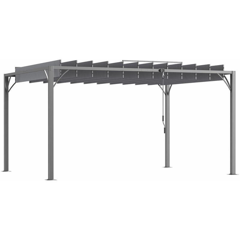 Pergola lames orientables dim. 3,9L x 2,95l x 2,13H m structure alu. acier époxy polyester gris