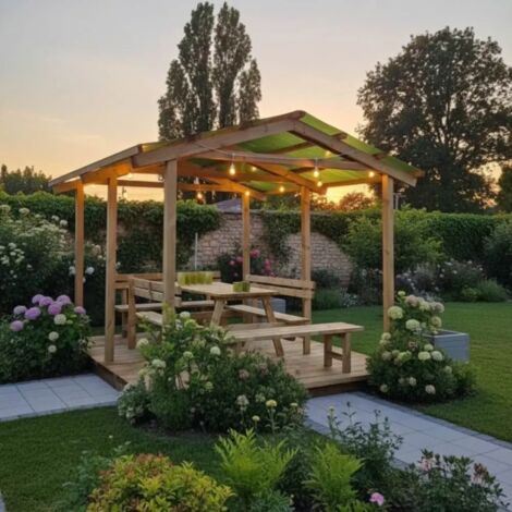 Pergola Legno a Capriata 3x4.5m Pino Autoclave Sunwood - Struttura Giardino