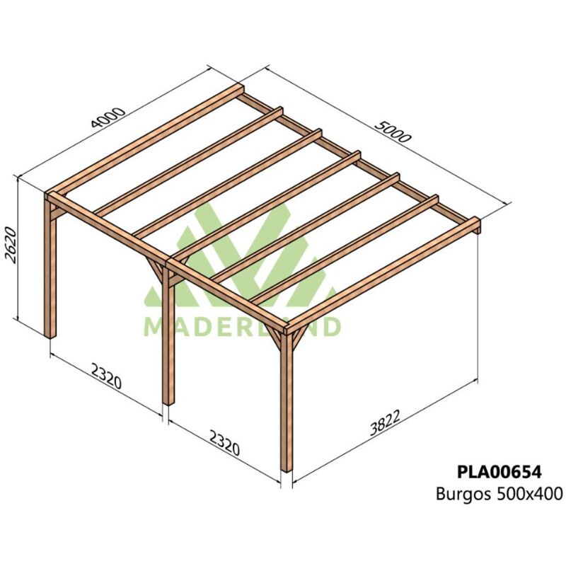 

Pérgola de Madera Laminada Adosada - BURGOS - 500 x 400 cm -