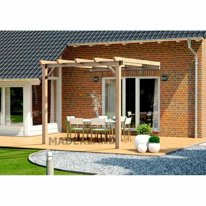 

Pérgola laminada adosada de madera Cádiz 500x300cm Maderland