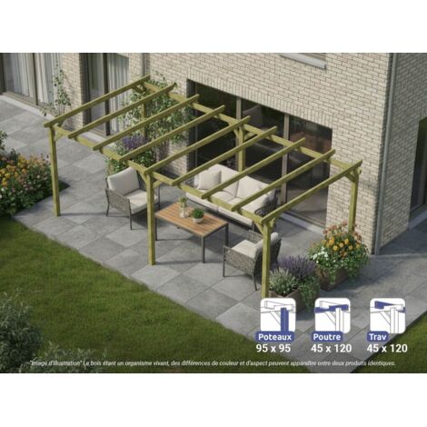 Pergola massive en bois Paris 600 x 300 cm - Maderland