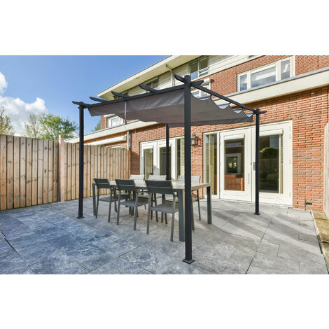 CAZEBOO Pergola Mira 300S300 Hellgrau Freistehend