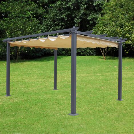 PERGOLA MT 3X4 CON COPERTURA A SCORRIMENTO ANTRACITE E BEIGE