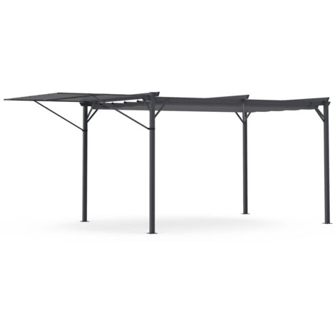 Pergola Originalausgabe verstellbares Vordach und einziehbares Dach 3x4M anthrazitgrau