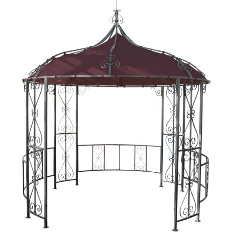 Pérgola pabellón arco de jardín cenador redondo carpa de recepción estructura de acero robusta Ø 3m marrón rojo 040004058