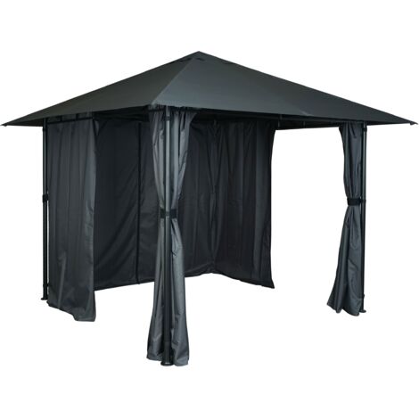 Pérgola pabellón de jardín azotea con pared lateral 3 x 3 m antracita 040008117