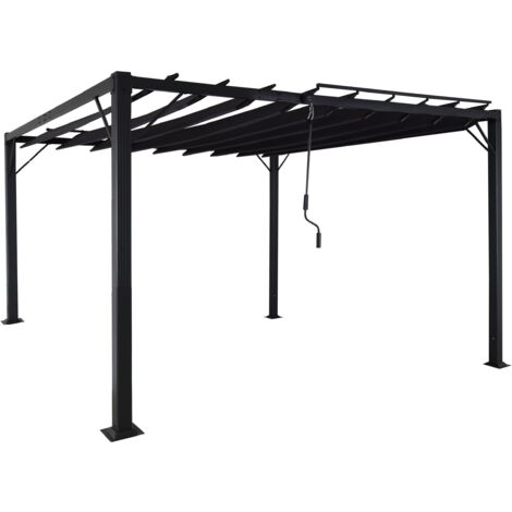 Pérgola pabellón de jardín con lamas toldo para terraza 8 cm estructura de aluminio tela/textil 3 x 3 m antracita 040008118