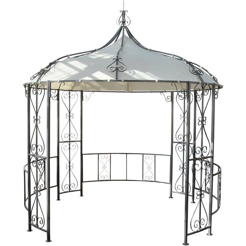 Pergola pavillon arche de jardin rond tonnelle chapiteau tente de réception cadre en acier robuste ø 3m crème - crèmem