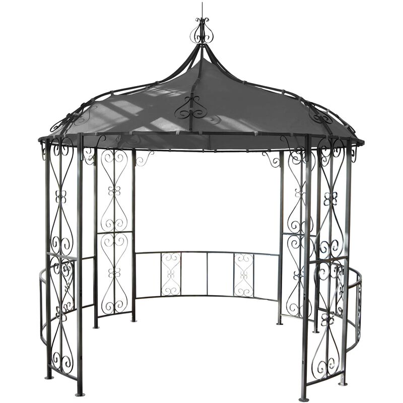Pergola pavillon arche de jardin rond tonnelle chapiteau tente de réception cadre en acier robuste Ø 3m gris
