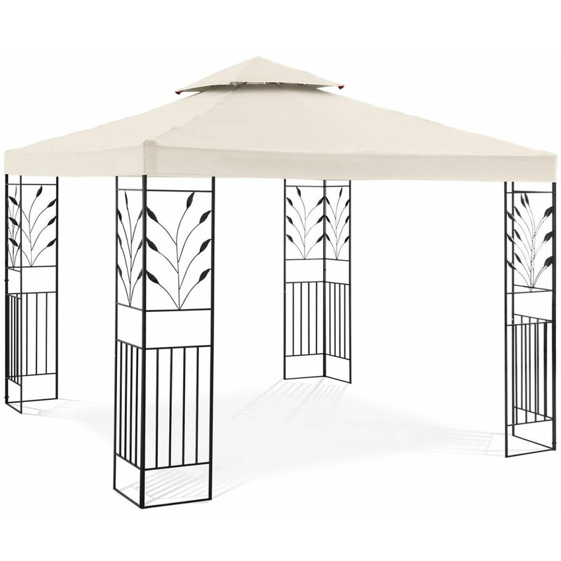 Helloshop26 - Pergola pavillon barnum tonnelle tente abri gazebo de jardin terrasse 3 x 3 m 180 g/m² beige - Beige