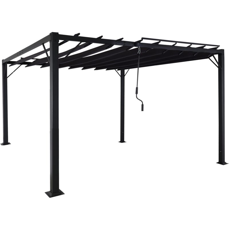 Pergola pavillon de jardin à lattes auvent de terrasse 8 cm cadre en aluminium tissu/textile 3 x 3m anthracite 040008118