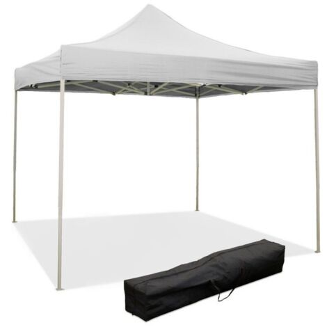 Pérgola Plegable Cerrable 3 x 3 Blanco Cubierta de PVC Impermeable