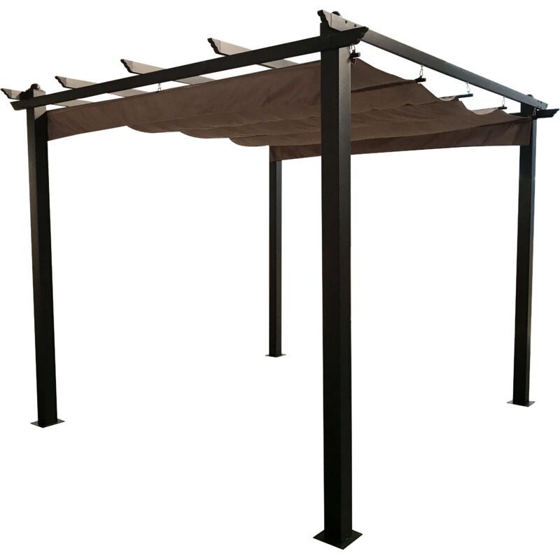 Regia : tonnelle autoportante 3x3m, structure aluminium et toile polyester taupe