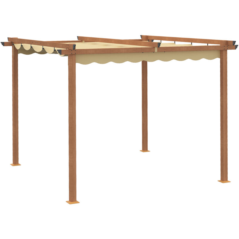 Pergola rétractable cerf bois et beige
