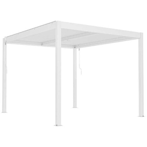 Pergola Reviva 3x3,5m, alette orientabili in acciaio, struttura in alluminio bianco