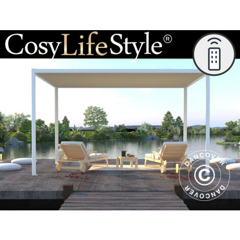 Pergola San Fernando, 4x3m, Blanc/Beige
