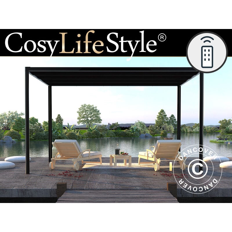Pergola San Fernando, 4x3m, Noir/Gris foncé