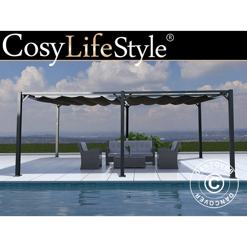 Pergola Santa Cruz, 3x6m, Gris Foncé