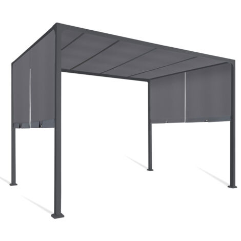 Pergola Schiebepergola 2 Pans 3x3 M Garten Belvedere Tuch Anthrazitgrau