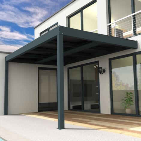 Pergola solar fotovoltaica AIGUABLAVA 4,638x3,541 M - Gris 3200W con Bandeja de cables