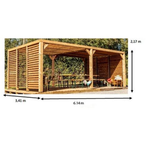pérgola termo-toldo de madera termocalentada con lamas móviles - tho3562vvt - habrita -