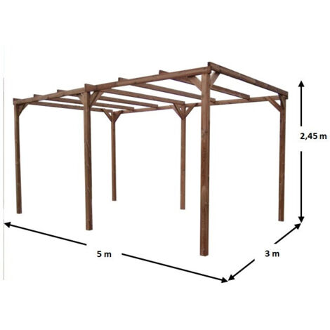Pergola Thonon in Legno Trattato 296x492 Senza Copertura