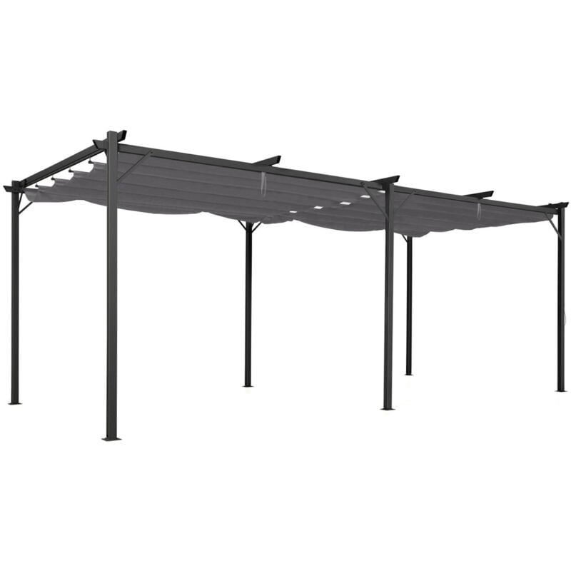Idmarket - Pergola toit rétractable 6 pieds 3x6 m tonnelle gris anthracite