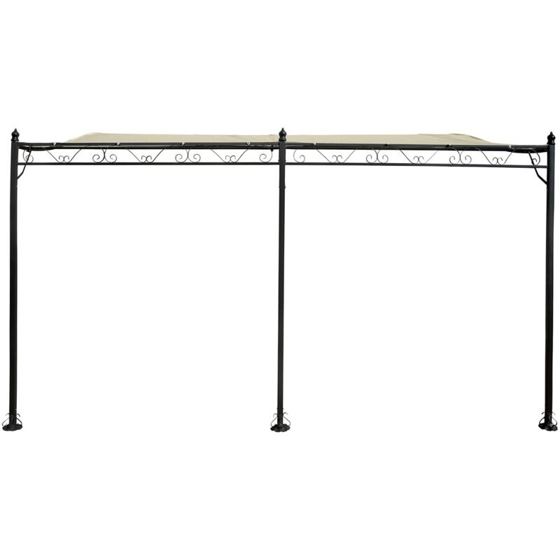 Pergola tonnelle adossée en métal - 3 x 4 m - Beige
