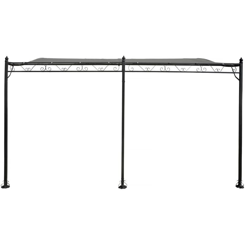 Habitat Et Jardin - Pergola tonnelle adossée en métal - 3 x 4 m - Gris