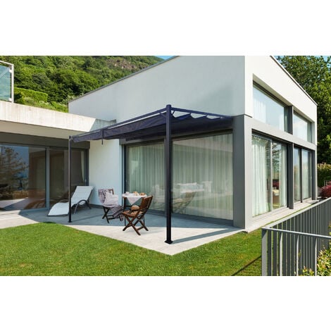 Pergola/Tonnelle adossée NOOSA 4x3m Gris anthracite
