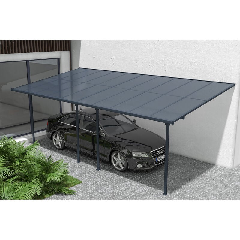 Pergola/Carport adossé 18m² kleo 6x3m aluminium Gris