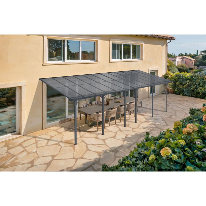 Toit terrasse/Carport 24m² KLEO 8x3m aluminium gris