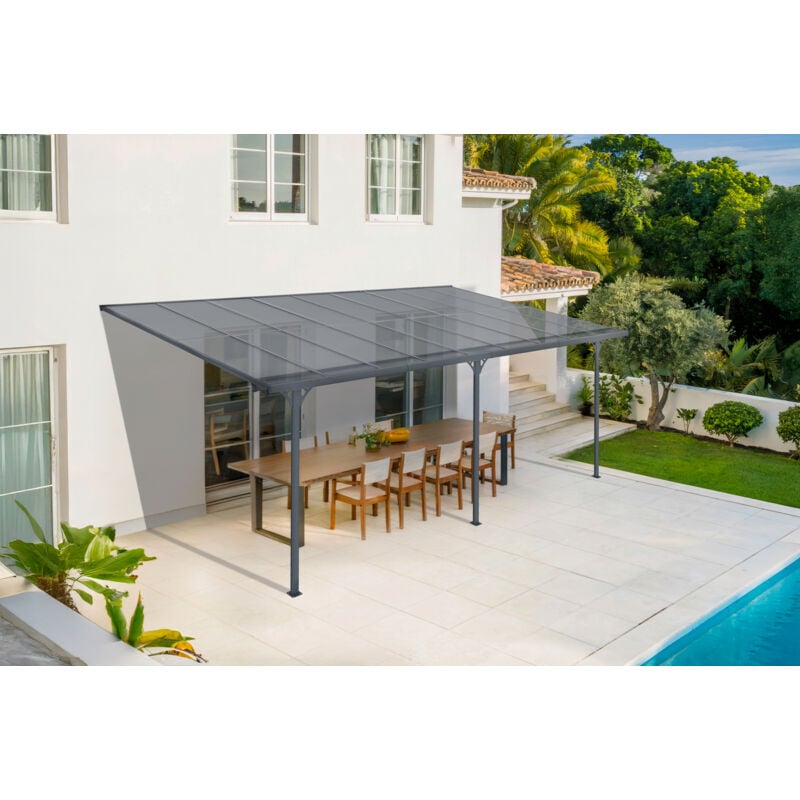 Toit terrasse/Carport 16,5m² kleo 5,5x3m aluminium gris