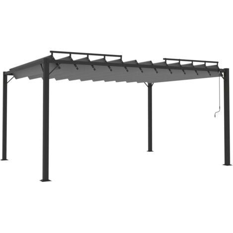 Pergolato a Lamelle 3x4 m Antracite Tessuto e Alluminio