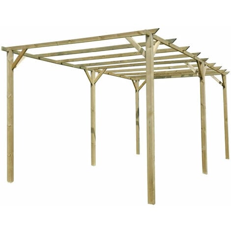 Gazebo in Legno 3.6x3 da Giardino Pergola Copertura Pvc Grigliato Carport  Auto