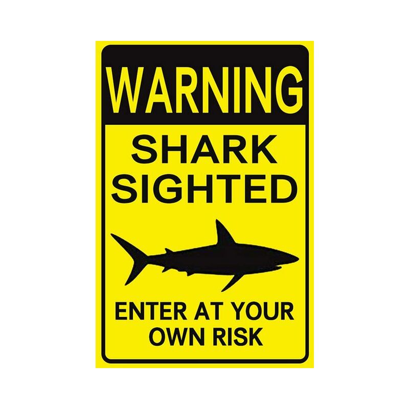 Pericolo Shark Zone Vintage Metal Tin Sign Man