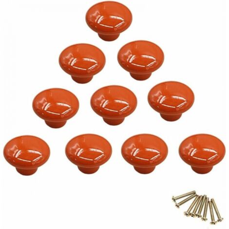 Perilla de porcelana redonda naranja, perilla para muebles, perilla para cajones, perilla para gabinetes, manija de cerámica, remodelación de decoración de interiores