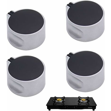 Perillas redondas de estufa de 4 piezas 37 x 37 mm Perillas de estufa de gas de repuesto de aleación de zinc negro Perilla giratoria universal para cocina
