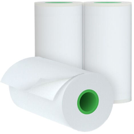 PeriPage Rollo de papel térmico adhesivo de larga duración de 2 años de conservación 56 * 30 mm / 2.2 * 1.2in Etiquetas adhesivas adhesivas de fuente negra sin BPA para impresora térmica Peripage A6 / A8 / A9 Paquete de 3 rollos