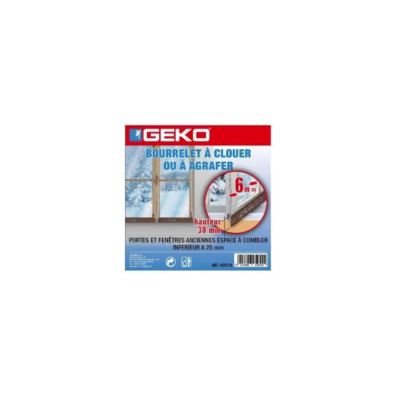 

Geko - Perla de PVC para clavar o grapar, para puertas y ventanas, 6m x 30mm, marrón