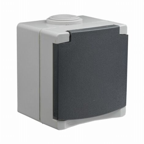 PERLE PRISE DE COURANT 2P+T ETANCHE IP65 GRIS