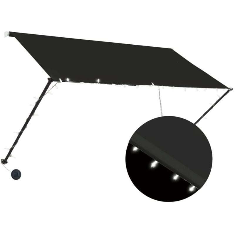 Auvent rétractable avec led 250x150 cm Anthracite Vidaxl