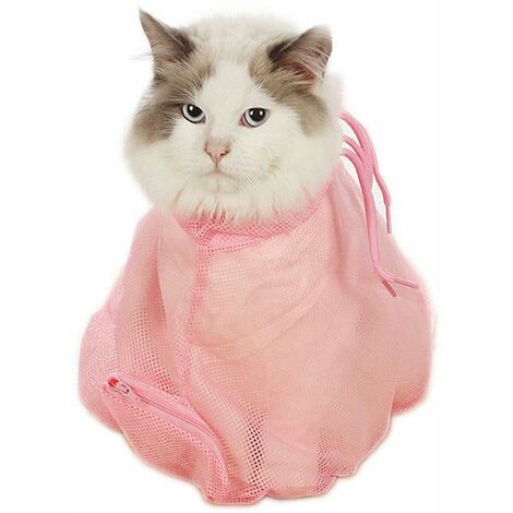 Perle rare Sac pour chat propre et toiletté, sac pour chat anti-rayures, ongles coupés, sac de bain, fournitures pour chat, rose