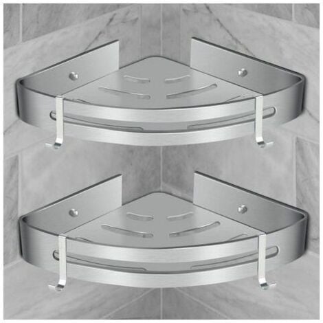 LUCKY-88 Perle rare tagère de douche d'angle étagère de salle de bain sans perage panier rangement de douche étagère de douche murale en aluminium bote de rangement deux pièces argent（2pcs）