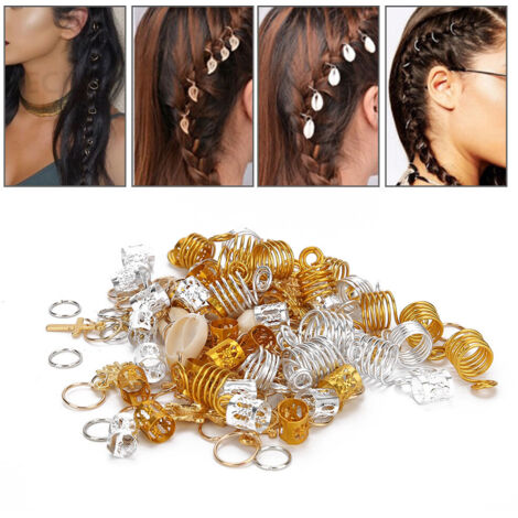 Perlen für Zöpfe und Dreadlocks, 120 dekorative Ringe, trendige Haaraccessoires