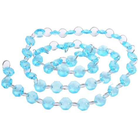 Perles acryliques octogonales 1m, décoration suspendue bleue pour mariage, Noël et fêtes